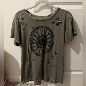 Vintage SoulCycle Studio Tour Army Green T-Shirt with Wheel Graphic